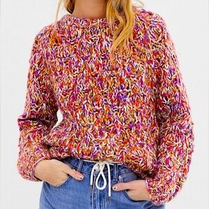 Colorful maximalist chunky knit sweater